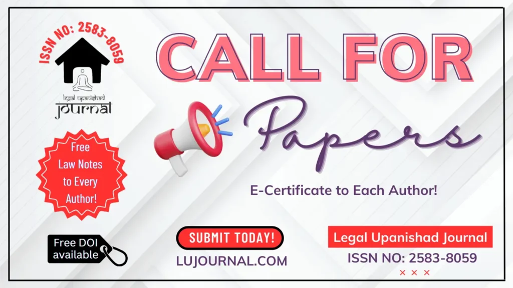 call for papers in law at Legal Upanishad Journal